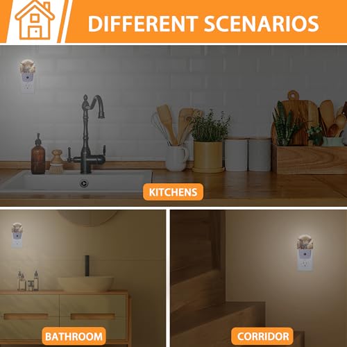 Highland Cow Wildflowers Night Light,Night Lights Plug into Wall with Dusk to Dawn Sensor,Lamp for Bedroom Bathroom Hallway Nightlight for Women Girls - color: Highland Cow Wildflowers
