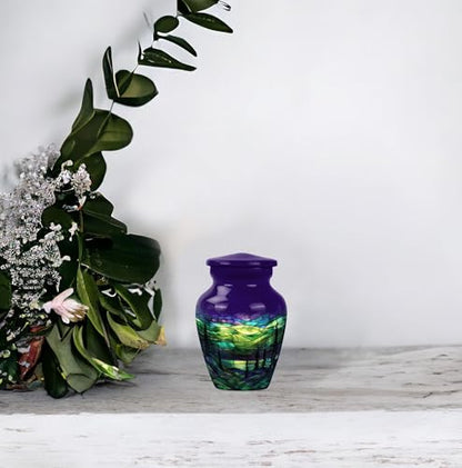 Northern Lights Urn - Ash Keepsake - Adult Urns for Human Ashes Women - Funeral Urn Ashes - Ashes Urn - Memorial Urn (3 INCH Pack of 2) - size: #3 (Set of 2)