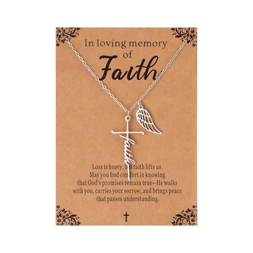 Lcherry Cremation Cross Necklace for Women - Angel Wing Faith Cross Necklace Memorial Gifts Religious Jewelry for Women - style: Faith