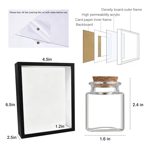Personalization Memorial Photo Frame with Glass Keepsake Jar，Perfect for Preserving Loved One’s Hair & Memories，Sympathy Bereavement Gift - Holds 4x6 inch pictures (Black 3) - color: Black 3