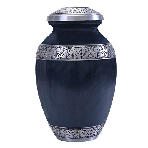 Cremation Urn for Adult Human Ashes - Extra Large 300 lbs, Blue 12" x 7.75" | Made of Aluminum, 200 Cubic Inch Capacity