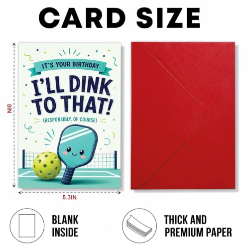 Funny Pickleball Birthday Card, I'll Dink To That Paddle Gift | Pickleball Birthday Card For Pickleball Player, Paddle Sport Fan, Pickleball Lover, Funny Birthday Card With Dink Pun Paddle - color: sport10
