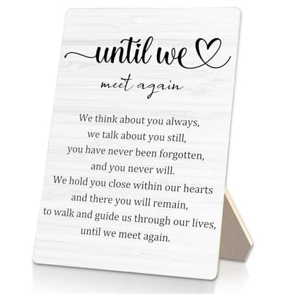 Wedding Memorial Wooden Table Sign, 5x7 Inch, Until We Meet Again - color: Memorial 08