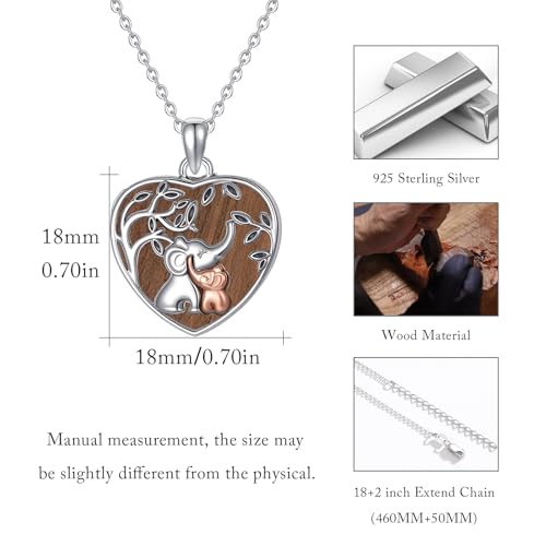 TUGHRA Locket Necklaces That Holds Picture Sterling Silver Elephant Locket Heart Pendant Necklace Photos Jewelry Gifts for Women Teen Mom Daughter - style: 03-Genuine ebony