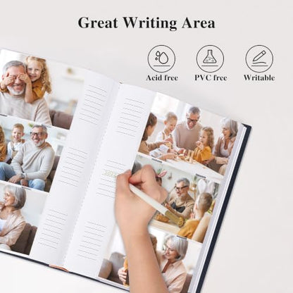 Vienrose Photo Album 4x6 300 Photos PU Leather Cover Blue | Memo Area, Personalized Window, Slip-In Pockets, Acid-Free & PVC-Free, Store Wedding Baby Vacation Memories - color: Blue