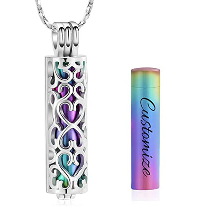 Imrsanl Cylinder Cremation Urn Necklace for Ashes of Loved One - color: Customize