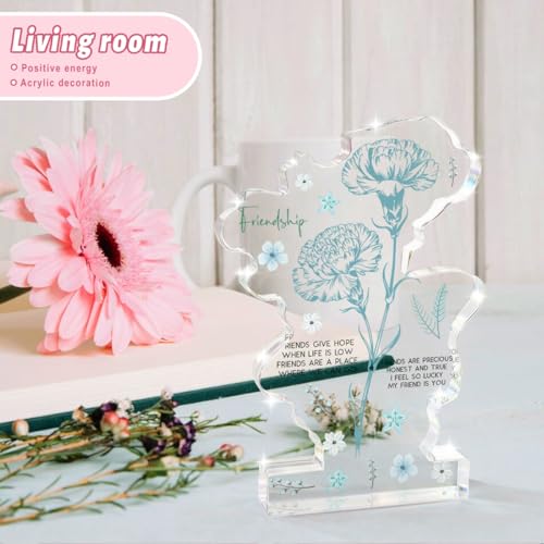Best Friend Friendship Gifts For Women Friends Women Friend Gift Flower Acrylic Delicate Gift for Best Friend Bestie Thanksgiving Birthday Christmas Gifts - color: Firendship
