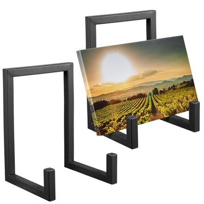 2 Pcs Large Plate Stands for Display Metal Frame Holder, Black, 10 Inch - color: Black, size: 10 Inch