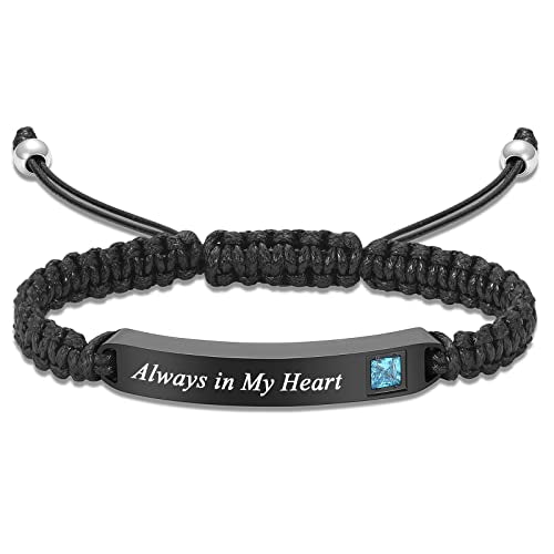 Imrsanl Cremation Jewelry Urn Bracelet for Ashes - Braided Adjustable Bracelet for Men Women - Manmade Urn Jewelry - color: Always in My Heart Black