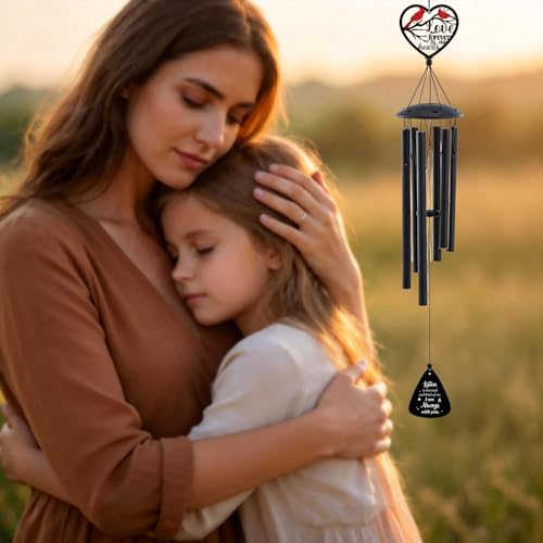 Cardinal Memorial Wind Chimes - Loss of Loved One Sympathy Gifts | Metal Windchime for Outdoor in Memory of Mother Father Grandparents Yard Patio Burial Decor Remembrance Bereavement Gift