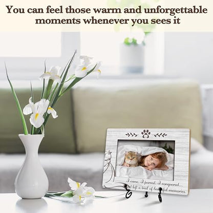 Cat Memorial Picture Frame, Cute Pet Wood Photo Frame With Stand, Cat Lover Gifts, Remembrance Sympathy Gifts for Loss of Cat, Left A Trail Of Beautiful Memories Frame -d05