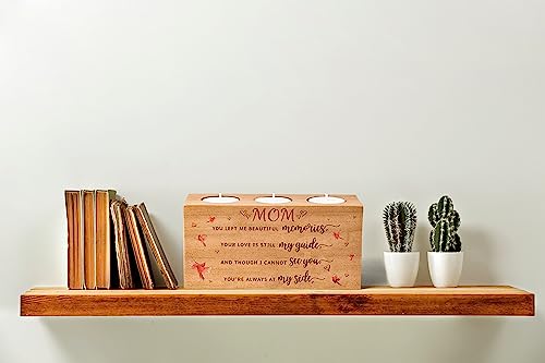 Sympathy Gifts for Loss of Loved One – Memorial Bereavement Gifts Candle Holders – Handcrafted Wooden Keepsake with Poem – Condolence Gift, Bereavement Gifts for Loss of Mother, Father (MOM) - size: MOM