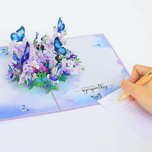 Paper With Deespest Sympathy Pop Up Greeting Card, With Deepest Sympathy Card Loss of Pet, Mom, Mother, Father, Dad,Child, Grandma, Thinking Of You Card, Sympathy Quilling Card for Loved One with - color: Butterfly