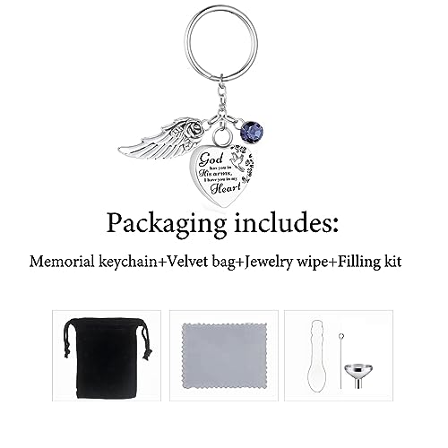 Heart Urn Necklace for Ashes Cremation Jewelry Urn Keychain for Ashes with Birthstone Cremation Keychain - color: October