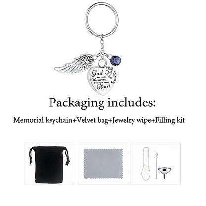 Heart Urn Necklace for Ashes Cremation Jewelry Urn Keychain for Ashes with Birthstone Cremation Keychain - color: October