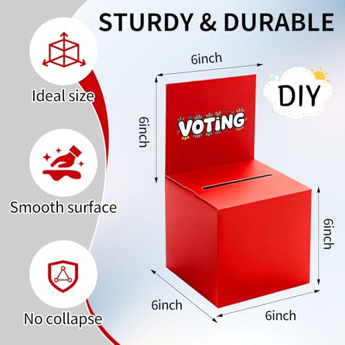 25 Pack Raffle Box Ballot Box with Slot, 6 x 6 x 6 Inch Red Cardboard Suggestion Box with Removable Header, for Collecting Business Card Voting Contest Fundraising Donation and Suggestion - color: Red, size: 25Pack