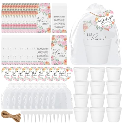 Cinrobiye 50 Sets Let Love Grow Wedding Favors for Guests Seed Packet Bags (Seed Not Include) with Tags & Labels Flowerpot for Bridal Shower Party Favors Bulk Wedding Souvenirs for Guests(Floral) - color: Floral