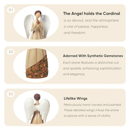 Homemory Angel Cardinal Bird Statue Decor Memory Healing Gift Figurines Collectible Guardian for Home Office Wedding Living Room Centerpiece Decoration Women Mom Grandma Friends (Bird)