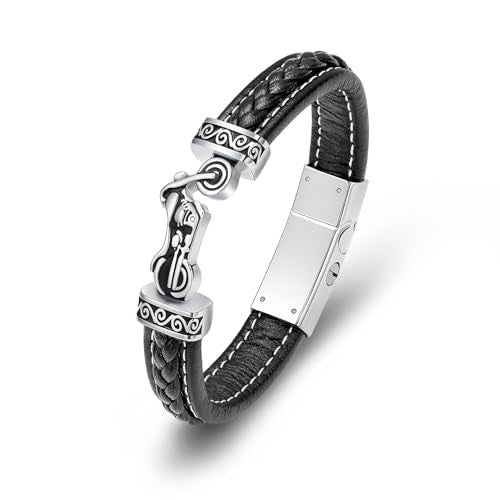 zeqingjw Motorcycle Leather Urn Bracelet for Ashes for Men Stainless Steel Cremation Jewelry Keepsake Memorial Cuff Wristband Urn Bangle - color: Silver, size: 24CM