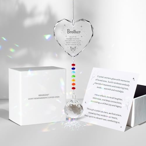 Hegelda Sympathy Gifts for Loss of Brother Crystal Suncatcher Ornaments - color: Brother -Type B