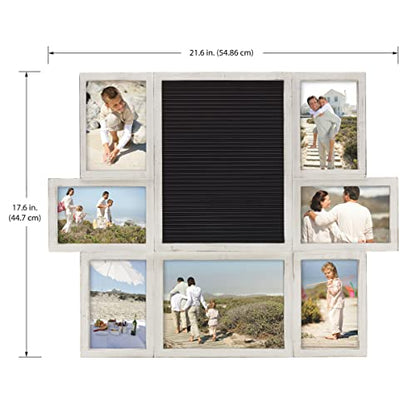 MELANNCO Customizable Letterboard 7-Opening Photo Collage, 22 x 18 inch, Distressed White - color: Distressed White, size: 22x18 - 7 Opening