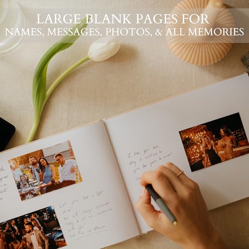 Beautiful Wedding Guest Book for Your Wedding Reception w/ Polaroid Photos | Simply Elegant Guestbook to Sign in and Add Photos - The Perfect Baby Shower Guest Book for the Special Day - color: Pink