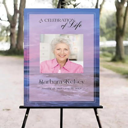 Pink Sunset Funeral Welcome Sign, Celebration of Life Welcome Sign, in Loving Memory Sign, Celebration of Life Funeral Sign, Celebration of Life Sign, Memorial Sign with Photo #Yn2 - color: Version #16