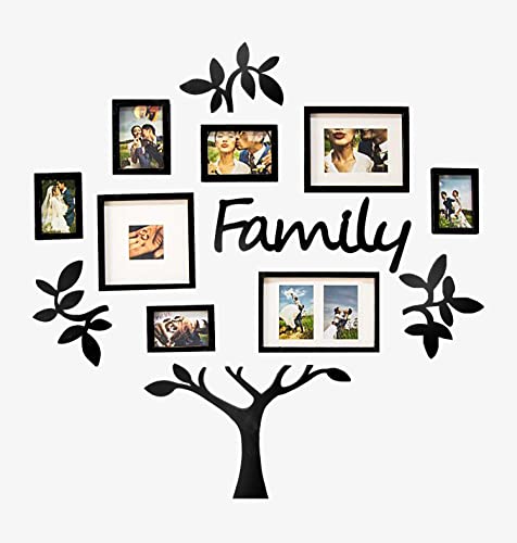 Jerry & Maggie Family Tree Picture Frames Wall Mount Design, Frame Wall Photo Plaque, College Decoration Combination, PVC Photo Frame Tree Loving Room Wall Decor with Hanging Template (Black) - color: Black/ Family Tree