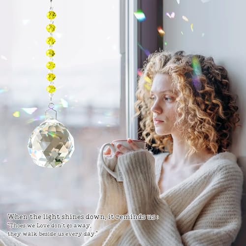Hgelda Sympathy Gifts for Loss of Loved One Crystal Suncatcher Ornaments - color: Light Yellow