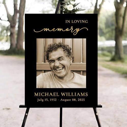 Black Funeral Welcome Sign, Celebration of Life Welcome Sign, Memorial Sign, in Loving Memory Sign, Celebration of Life Funeral Sign, Celebration of Life Sign, Memorial Sign with Photo #W81 - color: Version #22