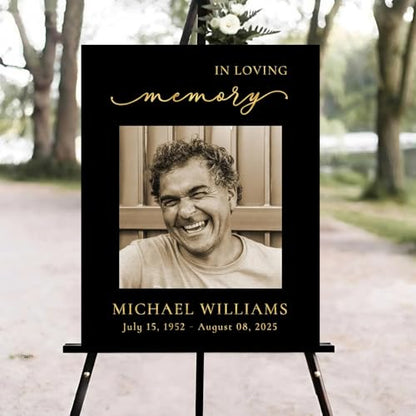 Black Funeral Welcome Sign, Celebration of Life Welcome Sign, Memorial Sign, in Loving Memory Sign, Celebration of Life Funeral Sign, Celebration of Life Sign, Memorial Sign with Photo #W81 - color: Version #22