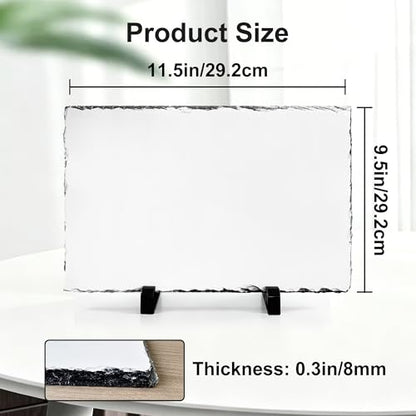 6 Pcs Sublimation Slate Blanks 11.5"x9.5", Sublimation Plaque Photo Slate Rock Stone Picture Frame Blanks Bulk with Display Stand for Gifts Memorials Desktop, Individually Packaged, Rectangular - size: 10"x12"(6 pcs)