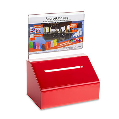 Acrylic Heavy Duty Donation/Ballot Box with Lock and Sign Holder - color: Red, size: 2 Pack