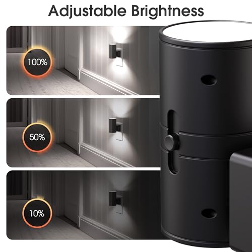 Night Lights Plug into Wall, Modern LED Night Light Plug in | Dusk to Dawn Sensor 5000K Daylight 0-100LM Adjustable Brightness Dimmable NightLight Hallway Bedroom Stairway 2 Pack - color: Black-5000K, size: 2 Pack