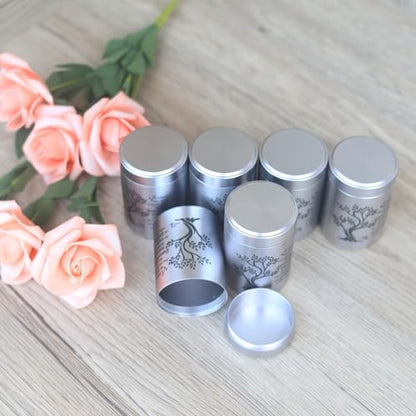 Small Urns for Human Ashes Set of 6 Mini Urn for Ashes 3 inches Keepsake Urns for Ashes container Memorial Ashes Container for Sharing Small Keepsake aluminum Urns Memorial Ashes Holder - size: Silver