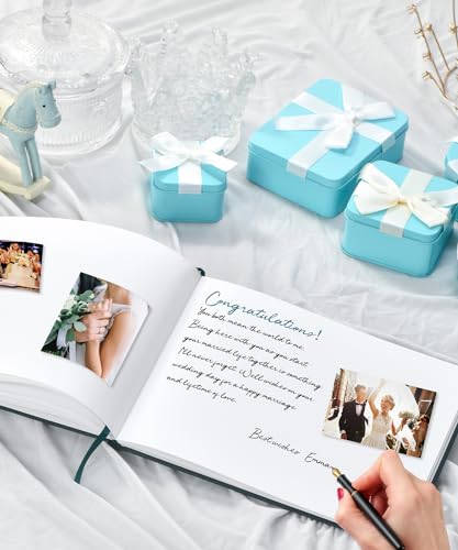 Lankaiva Wedding Guest Book, Guest Book Wedding Reception - Classic Baby Shower Guest Book, 100 Blank Pages for Bridal Shower Birthday Graduation Sign in and Photos, Green - color: Pine Green With Blank Pages