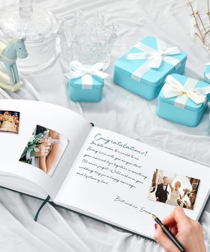 Lankaiva Wedding Guest Book, Guest Book Wedding Reception - Classic Baby Shower Guest Book, 100 Blank Pages for Bridal Shower Birthday Graduation Sign in and Photos, Green - color: Pine Green With Blank Pages
