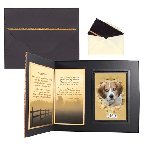 Pet Memorial Gifts for Dogs In My Heart, Dog Memorial Picture Frame Keepsake, Gift-Boxed with Message Card, Black with Foil Accents - color: Black, size: In My Heart