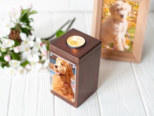 Personalized Pet Memorial - Dog Memory Box Keepsake with Photo, Cat Cremation Urn for Ashes Candle (Medium, Without Engraving) - size: Medium