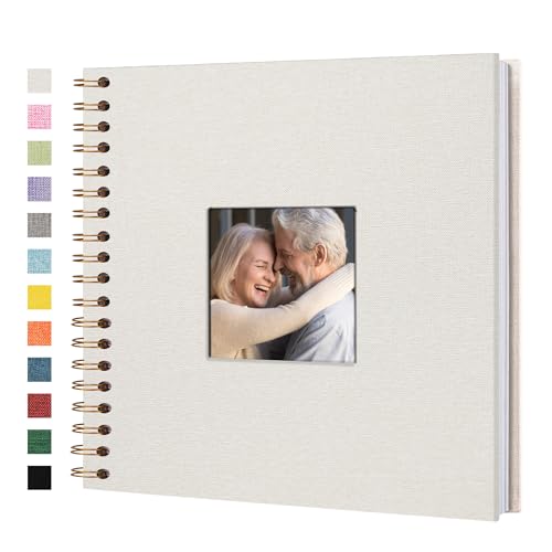 Scrapbook Photo Album, Linen Covered, 10x10 Inches, 20 Sheets/40 Pages | Hardcover Kraft White Pages, Wedding Guest Book, Travel Memory Book, Christmas, Baby Shower Keepsake, Family Album - color: White, size: 10x10 Inch 40 Pages