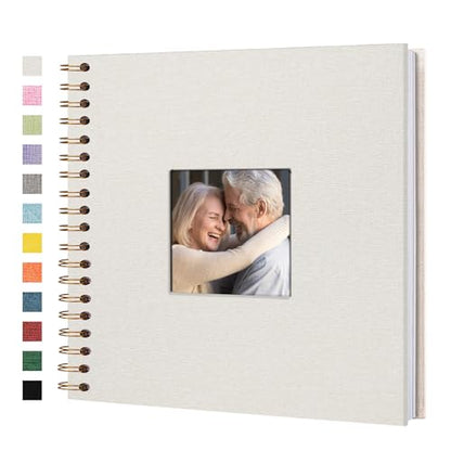 Scrapbook Photo Album, Linen Covered, 10x10 Inches, 20 Sheets/40 Pages | Hardcover Kraft White Pages, Wedding Guest Book, Travel Memory Book, Christmas, Baby Shower Keepsake, Family Album - color: White, size: 10x10 Inch 40 Pages