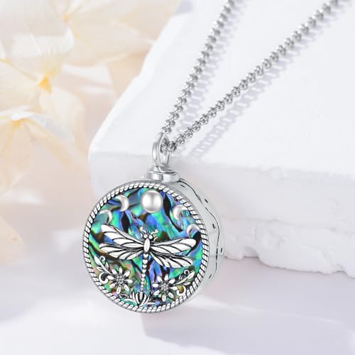PELOVNY Urn Necklaces for Ashes of Loved Ones 925 Sterling Silver Personalized Heart Locket Urn Necklace Cremation Keepsake Memorial Jewelry Gifts for Women Men - color: Dragonfly Urn-1