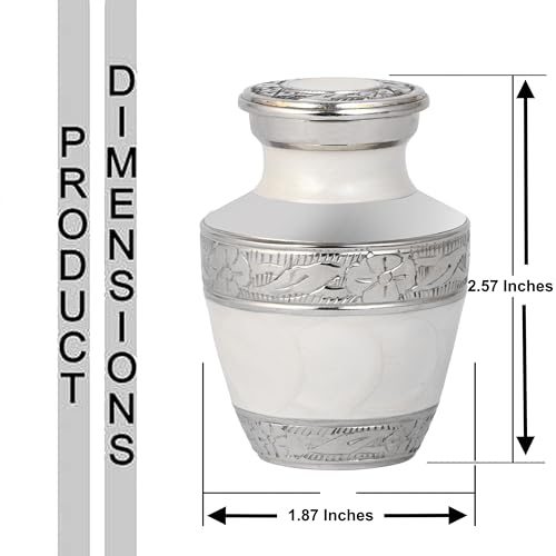 Small Urns for Human Ashes Adult Male Female | Gift Pack of Pearl White Aesthetic Mini Urn, Red Velvet Carry Bag, A Paper Funnel in a Premium Gift Box - color: Pearl White, size: Pack of 1