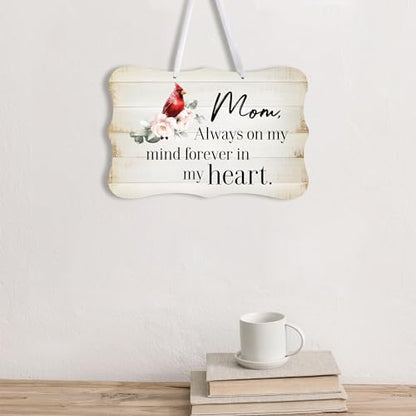 LifeSong Milestones Memorial Wall Hanging Signs Bereavement Keepsake Condolence Funeral Gift For Loss of Loved One 8x12 (Mom, Always On My Mind (White)) - color: Mom, Always On My Mind (White)