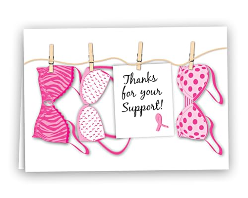 Fundraising For A Cause 12 Pink Ribbon Note Cards - Breast Cancer Thank You Cards with Envelopes