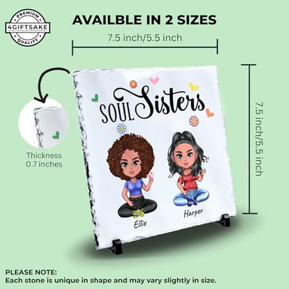 Personalized Besties Rock Slate Frame - Custom Stone Plaque Picture Frame - Bestie Gifts - Best Friend Birthday Gifts for Women Soul Sisters & Friendship Day - Best Friend Picture Frame - color: Besties-Slate