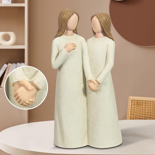 Mother and Daughter Figurines, Gifts for Mom from Adult Daughter, Sculpted Hand-Painted Statues Mother in Law Gifts for Mother’s Day Anniversary Birthday Christmas - color: Mom Daughter