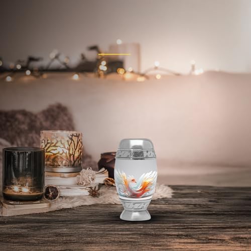 White Phoenix Urns for Human Ashes Adult Male & Female, Small Cremation Urn for Human Ashes Adult Women, Mini Keepsake Urn for Mom 3Inch - color: White Phoenix Ashes