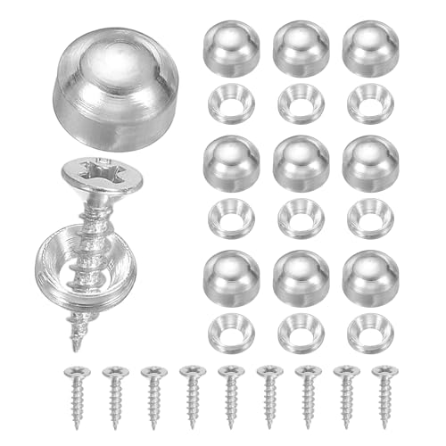 Brass Decorative Screws with Caps, Mirror Screw Self Tapping Screws Decorative Cover - Fitting for(Furniture Fixing- Wall Hangings - Wood Handcrafted) 9mm & 10 Pack & Silver - color: Silver, size: 9mm