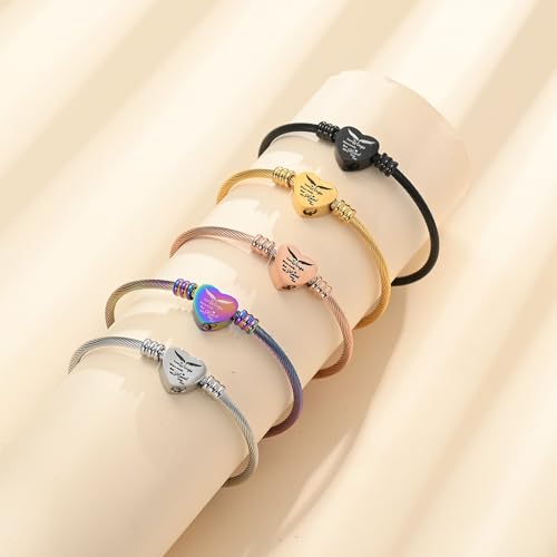 Cremation Jewelry Wing Heart Urn Bracelet for Human Ashes for Women Men Memorial Keepsake Cuff Bangle Bracelet - color: Customize